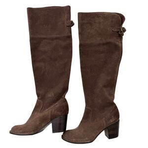 FRYE Lucinda Slouch Pull-On Over the Knee Suede Unlined Boots Dark Brown 8M